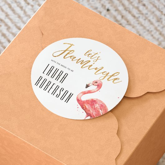 Laten we Flamingle Gold Glitter | VRIJGEZELLENFEES Ronde Sticker