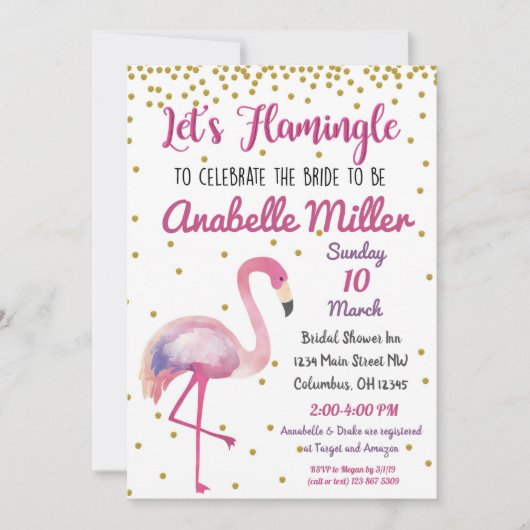 Laten we Flamingle Gouden Bruidsfeest Uitnodiging (Voorkant)