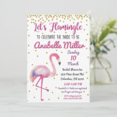 Laten we Flamingle Gouden Bruidsfeest Uitnodiging (Staand voorkant)