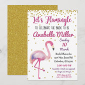 Laten we Flamingle Gouden Bruidsfeest Uitnodiging (Voorkant / Achterkant)