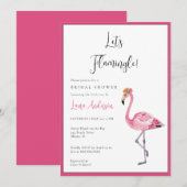Laten we Flamingle! Hot roze & witte Bruids Shower Kaart (Voorkant / Achterkant)
