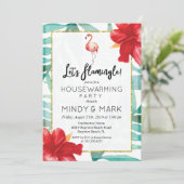 Laten we Flamingle Housewarming uitnodiging (Staand voorkant)
