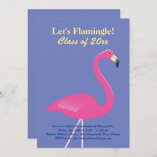 Laten we Flamingle! Klasse 2019 Partij - Paars Kaart (Voorkant / Achterkant)