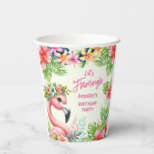 Laten we flamingle meisje roze flamingo verjaardag papieren bekers (Achterkant)