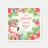 Laten we flamingle meisje roze flamingo verjaardag servet (Voorkant)