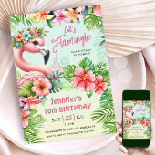 Laten we flamingle meisjes roze flamingo 10e verja kaart