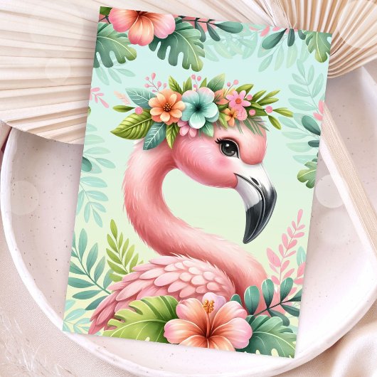 Laten we Flamingle Meisjes Roze Flamingo 6e Verjaa Kaart