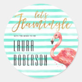 Laten we Flamingle Mint Waterverf | VRIJGEZELLENFE Ronde Sticker (Voorkant)