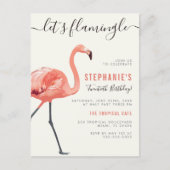 Laten we Flamingle | Modern Flamingo Verjaardagsfe Uitnodiging Briefkaart (Voorkant)