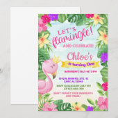 Laten we flamingle nemen, meisje flamingo's verjaa kaart (Voorkant / Achterkant)