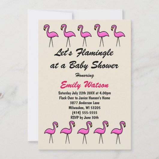 Laten we Flamingle op een Baby shower Uitnodiging  (Voorkant)