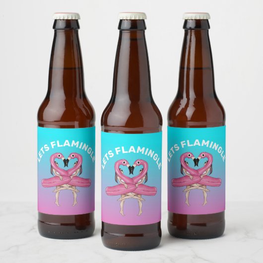 Laten we Flamingle Party Float Ombre Roze Bier Etiket (Flessen)