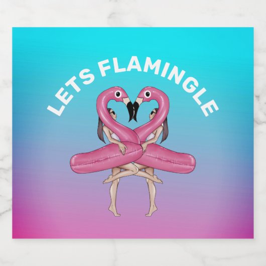 Laten we Flamingle Party Float Ombre Roze Bier Etiket (Enkel label)