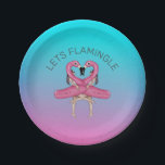 Laten we Flamingle Party Float Ombre Roze Papieren Bordje<br><div class="desc">Voeg wat kleur toe aan je zomerzwembad en houd je drink bij met deze leuke Let's Flamingle party borden.</div>