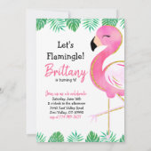 Laten we Flamingle Party Invitation, Flamingo Glit Kaart (Achterkant)