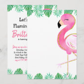 Laten we Flamingle Party Invitation, Flamingo Glit Kaart (Voorkant / Achterkant)