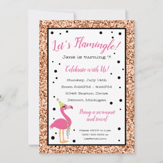 Laten we Flamingle! Roze Flamingo Birthday Party Kaart (Voorkant)