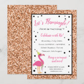 Laten we Flamingle! Roze Flamingo Birthday Party Kaart (Voorkant / Achterkant)