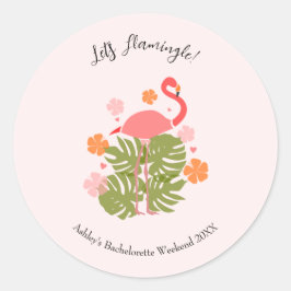 Laten we Flamingle Roze Flamingo Meidenavond Ronde Sticker