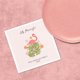 Laten we Flamingle Roze Flamingo Meidenavond Weeke Servet