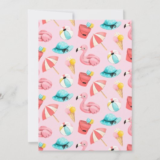 Laten we Flamingle Roze Flamingo Meisje 1e Verjaar Kaart (Achterkant)