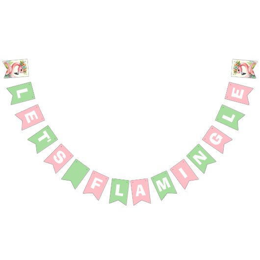 Laten we Flamingle Roze Meisje Tropische Verjaarda Vlaggetjes (Alle)