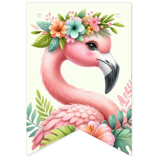 Laten we Flamingle Roze Meisje Tropische Verjaarda Vlaggetjes (Eerste vlag)