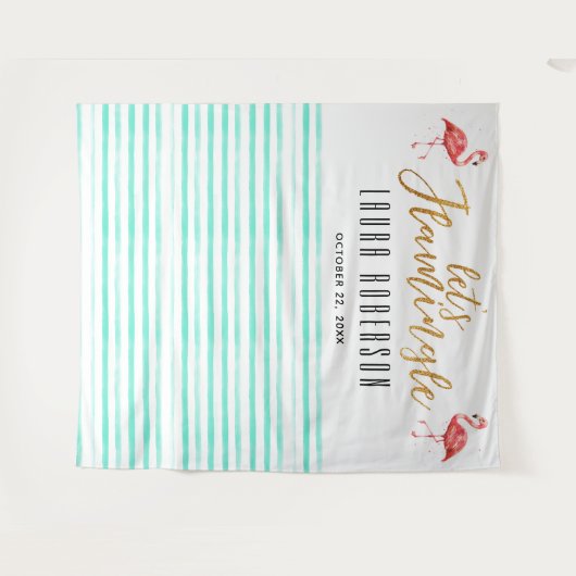 Laten we Flamingle Roze Vrijgezellenfeest Achtergr Wandkleed (Voorkant (horizontaal))