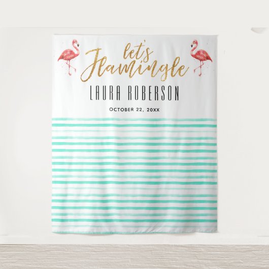 Laten we Flamingle Roze Vrijgezellenfeest Achtergr Wandkleed (Voorkant)