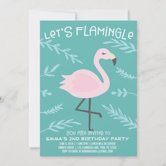 Laten we Flamingle Schattigee Flamingo Pasteluitno Kaart (Voorkant)