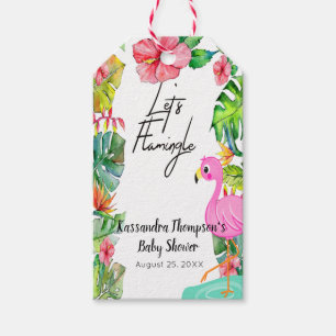 Laten we Flamingle Tropical Baby shower Gift Label Cadeaulabel