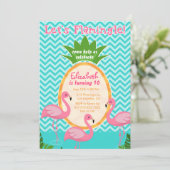 Laten we Flamingle Tropical Birthday Invitation Kaart (Staand voorkant)