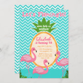 Laten we Flamingle Tropical Birthday Invitation Kaart (Voorkant / Achterkant)