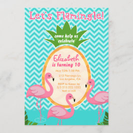 Laten we Flamingle Tropical Birthday Invitation Kaart