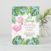 Laten we Flamingle Tropical Flamingo Kids Verjaard Kaart (Staand voorkant)