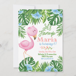 Laten we Flamingle Tropical Flamingo Kids Verjaard Kaart