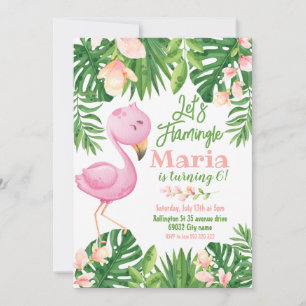 Laten we Flamingle Tropical Flamingo Kids Verjaard Kaart