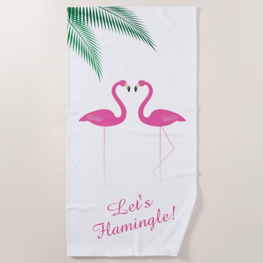 Laten we Flamingle Tropical Flamingo Strandlaken (Voorkant)