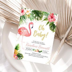 Laten we Flamingle Tropical Girl Baby shower Kaart
