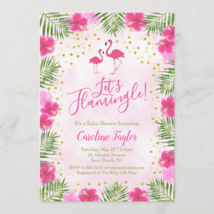 Laten we Flamingle Tropical Pink Floral Baby showe Kaart