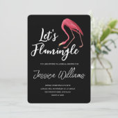 Laten we Flamingle! Tropisch Bruiloftsfeest Kaart (Staand voorkant)