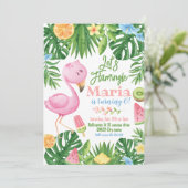 Laten we Flamingle Tropisch Fruit Flamingo Verjaar Kaart (Staand voorkant)