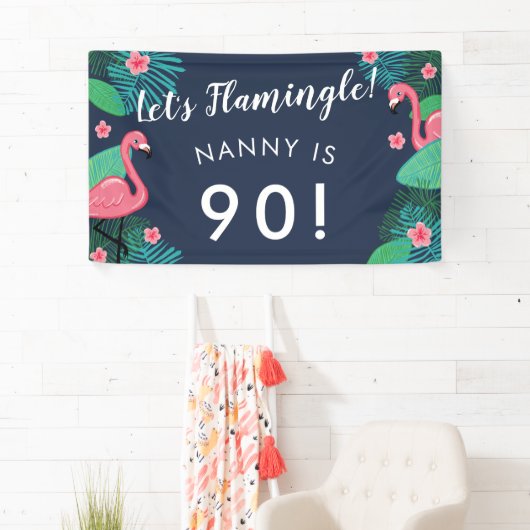 Laten we Flamingle! - Tropisch verjaardagsfeestje Spandoek (Insitu)