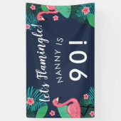 Laten we Flamingle! - Tropisch verjaardagsfeestje Spandoek (Verticaal)