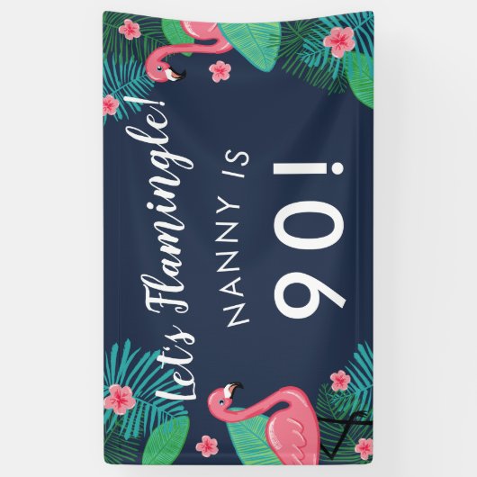 Laten we Flamingle! - Tropisch verjaardagsfeestje Spandoek (Verticaal)
