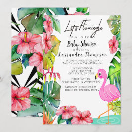 Laten we Flamingle Tropische Baby Shower Uitnodigi Kaart