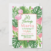 Laten we Flamingle Tropische Flamingo Verjaardag Kaart (Voorkant)