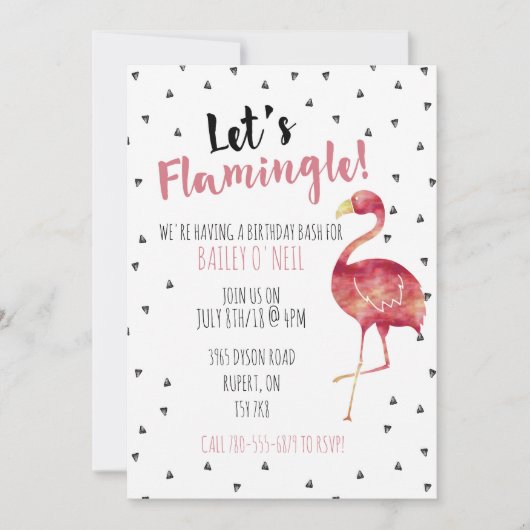 Laten we Flamingle! Uitnodiging (Voorkant)