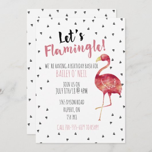 Laten we Flamingle! Uitnodiging (Voorkant / Achterkant)