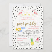 Laten we Flamingle! Uitnodiging voor poolpartijen (Voorkant)